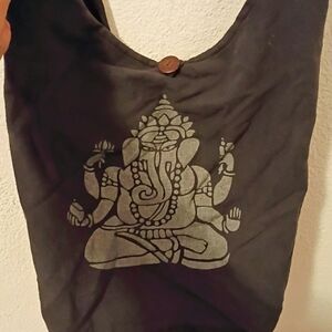 Black Tote Bag with Elephant Design